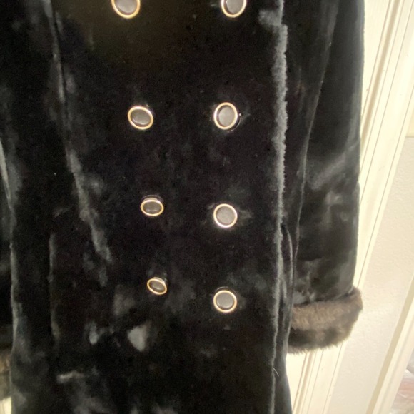Vintage Borgazia Faux Fur Velvet Coat Womens 14 Black Penny Lane‎ Mob Wife 70s - Picture 4 of 14